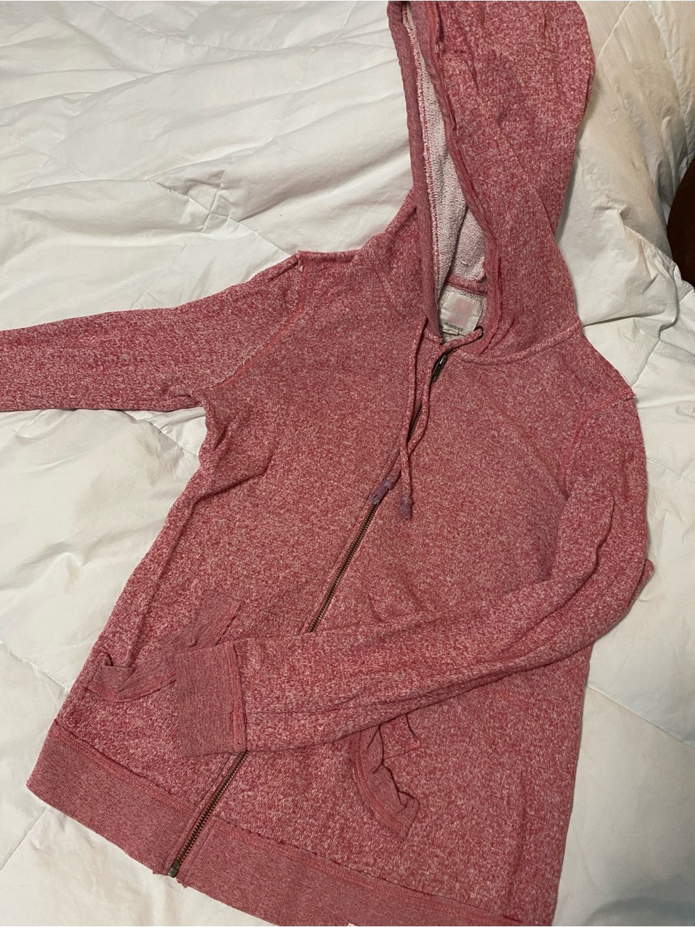 Quiksilver Heathered Pink Zip-Up Hoodie